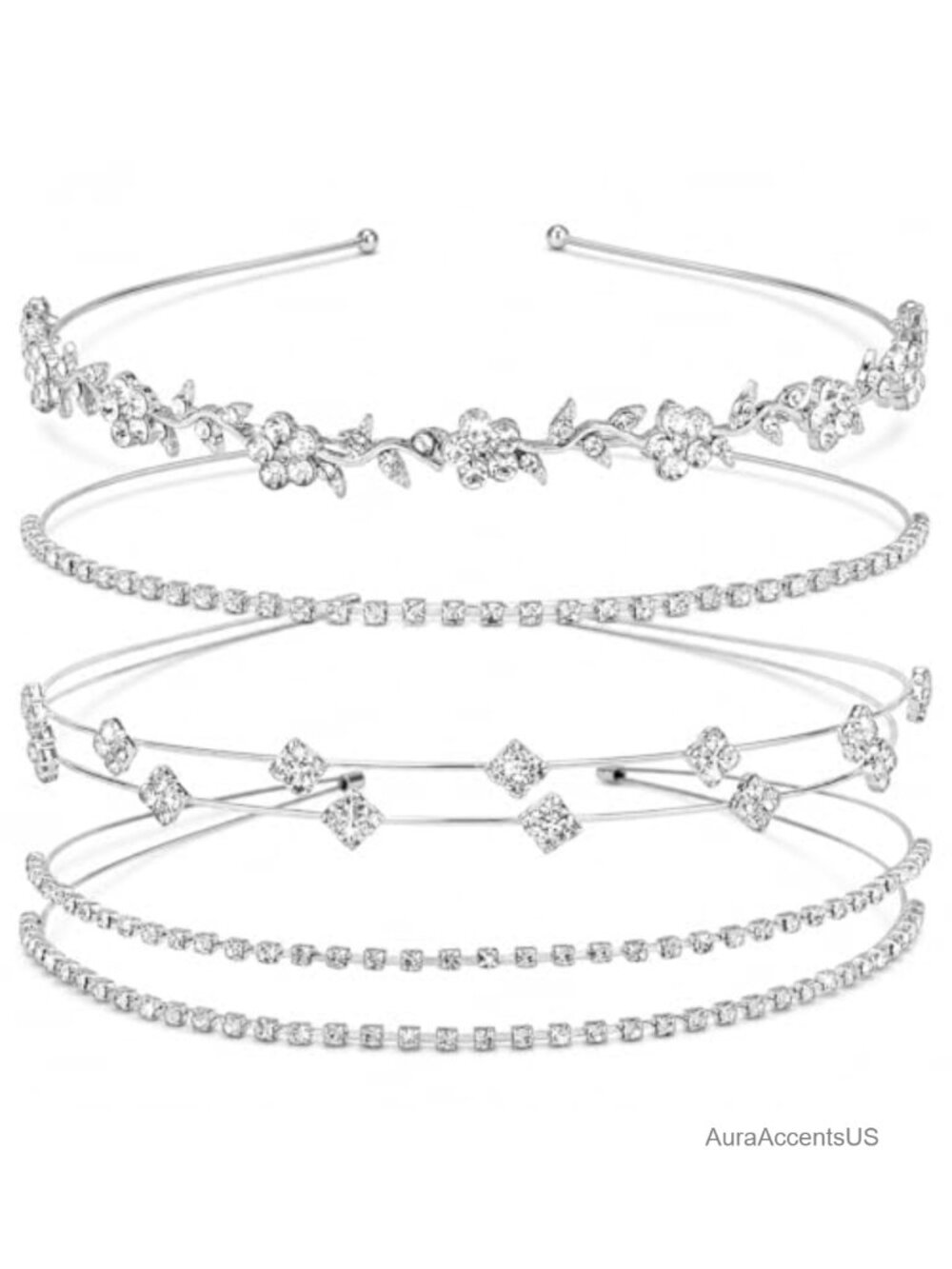 Rhinestone Crystal Headband Set Metal Hair Accessories Wedding Prom Party